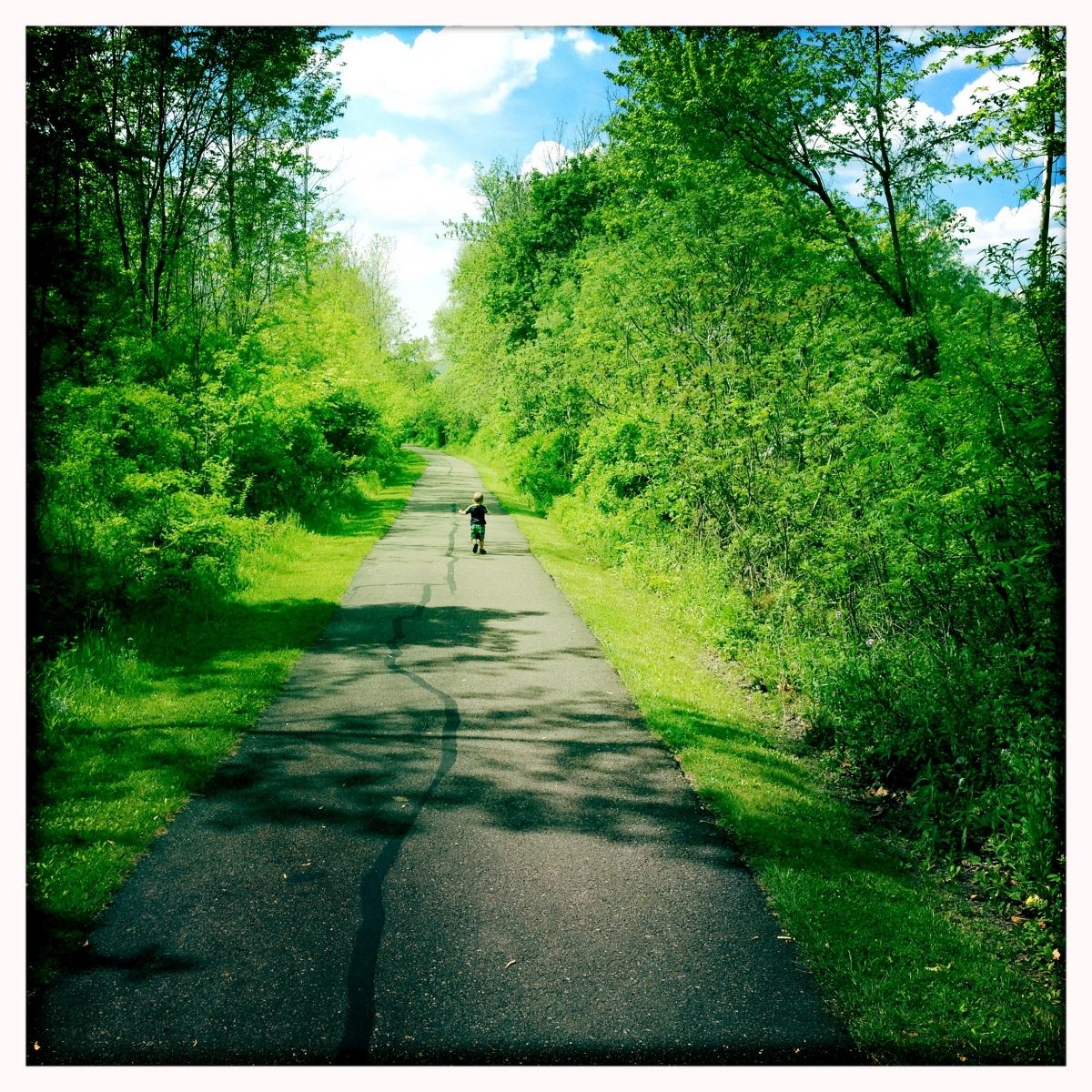 Kid Biking down a Trail