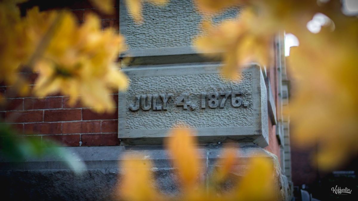Stone Signifying the Courthouse Was Built July 4th, 1876